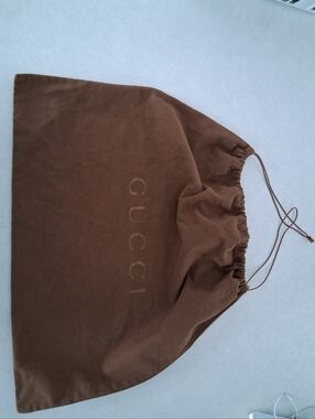 Gucci/ Large Brown Drawstring Dust Bag/ Gold Gucci Logo